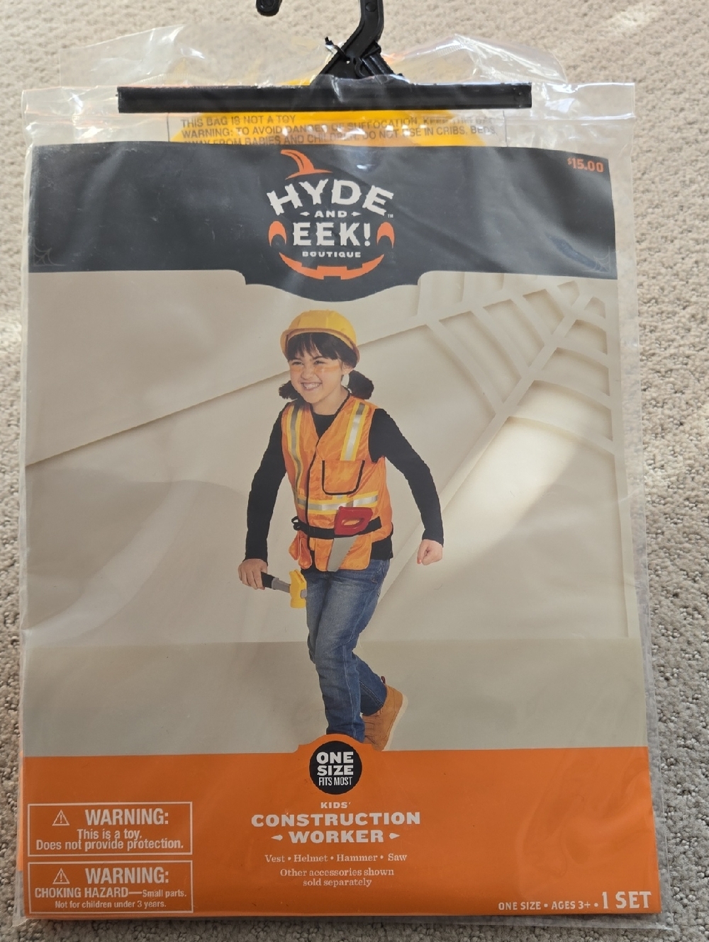 Hyde & Eek! Kids' Construction Worker Vest & Hard Hat - Orange